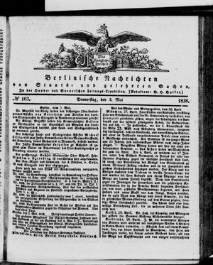 Berlinische Nachrichten von Staats- und gelehrten Sachen vom 03.05.1838