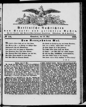 Berlinische Nachrichten von Staats- und gelehrten Sachen vom 19.05.1838
