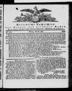 Berlinische Nachrichten von Staats- und gelehrten Sachen vom 25.06.1838
