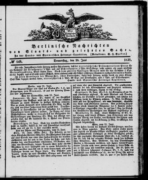 Berlinische Nachrichten von Staats- und gelehrten Sachen vom 28.06.1838