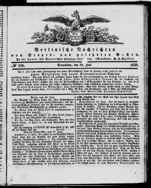 Berlinische Nachrichten von Staats- und gelehrten Sachen vom 30.06.1838