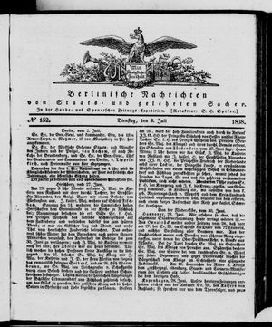 Berlinische Nachrichten von Staats- und gelehrten Sachen vom 03.07.1838