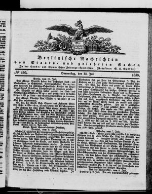 Berlinische Nachrichten von Staats- und gelehrten Sachen on Jul 12, 1838