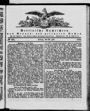 Berlinische Nachrichten von Staats- und gelehrten Sachen vom 20.07.1838
