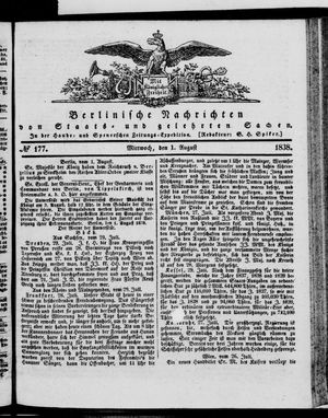 Berlinische Nachrichten von Staats- und gelehrten Sachen on Aug 1, 1838
