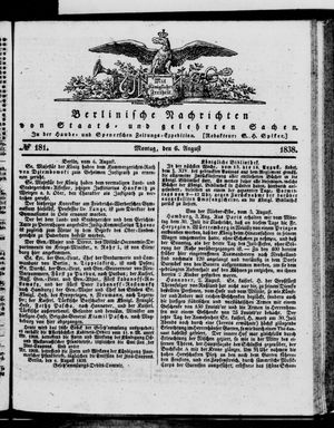 Berlinische Nachrichten von Staats- und gelehrten Sachen vom 06.08.1838