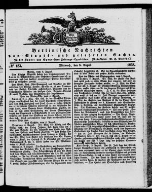 Berlinische Nachrichten von Staats- und gelehrten Sachen vom 08.08.1838