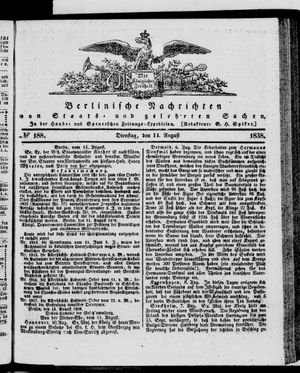 Berlinische Nachrichten von Staats- und gelehrten Sachen vom 14.08.1838