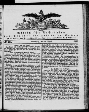 Berlinische Nachrichten von Staats- und gelehrten Sachen on Aug 16, 1838