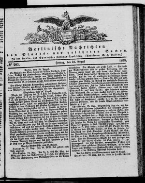 Berlinische Nachrichten von Staats- und gelehrten Sachen vom 31.08.1838