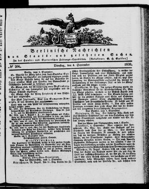Berlinische Nachrichten von Staats- und gelehrten Sachen vom 04.09.1838