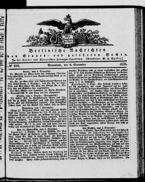 Berlinische Nachrichten von Staats- und gelehrten Sachen vom 08.09.1838