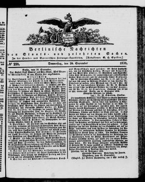 Berlinische Nachrichten von Staats- und gelehrten Sachen vom 20.09.1838