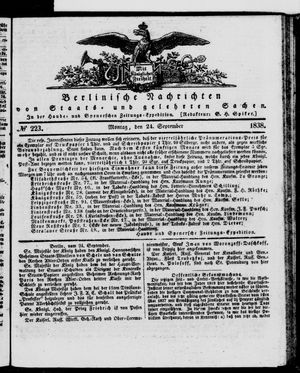 Berlinische Nachrichten von Staats- und gelehrten Sachen vom 24.09.1838