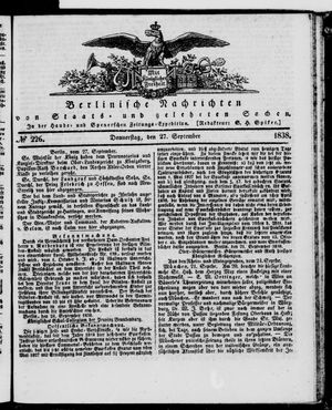 Berlinische Nachrichten von Staats- und gelehrten Sachen vom 27.09.1838