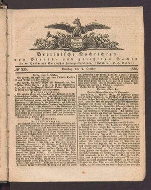 Berlinische Nachrichten von Staats- und gelehrten Sachen vom 02.10.1838