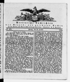 Berlinische Nachrichten von Staats- und gelehrten Sachen vom 12.10.1838