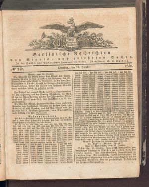 Berlinische Nachrichten von Staats- und gelehrten Sachen vom 16.10.1838