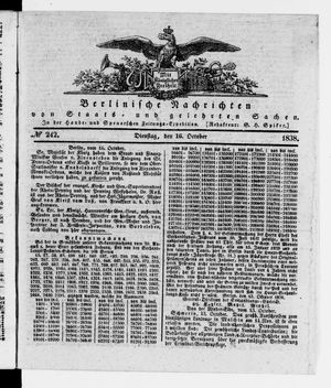 Berlinische Nachrichten von Staats- und gelehrten Sachen vom 16.10.1838