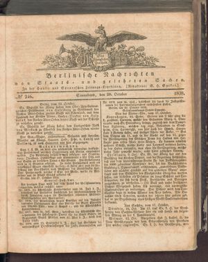 Berlinische Nachrichten von Staats- und gelehrten Sachen on Oct 20, 1838