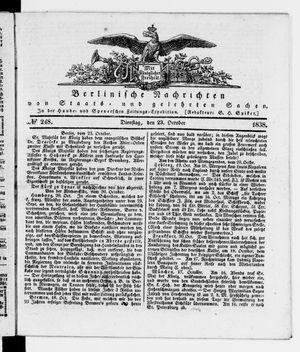 Berlinische Nachrichten von Staats- und gelehrten Sachen vom 23.10.1838