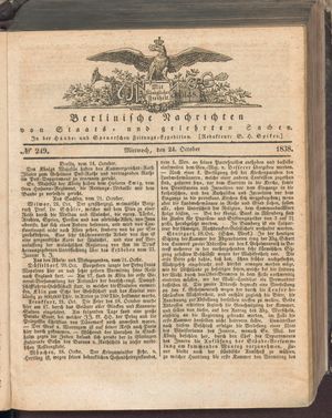 Berlinische Nachrichten von Staats- und gelehrten Sachen on Oct 24, 1838