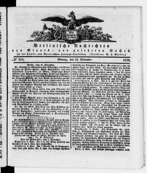 Berlinische Nachrichten von Staats- und gelehrten Sachen vom 12.11.1838