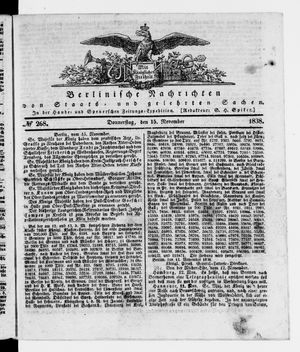 Berlinische Nachrichten von Staats- und gelehrten Sachen vom 15.11.1838