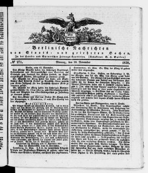 Berlinische Nachrichten von Staats- und gelehrten Sachen vom 19.11.1838
