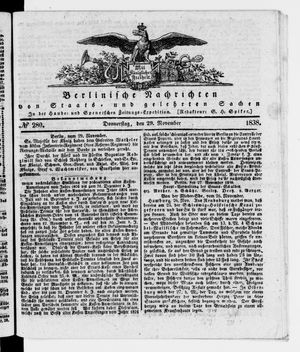 Berlinische Nachrichten von Staats- und gelehrten Sachen vom 29.11.1838