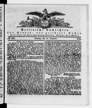 Berlinische Nachrichten von Staats- und gelehrten Sachen vom 11.12.1838