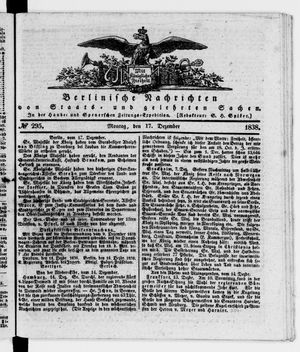 Berlinische Nachrichten von Staats- und gelehrten Sachen vom 17.12.1838