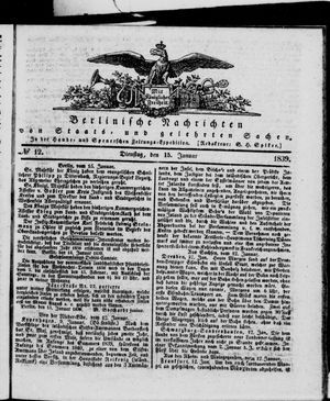 Berlinische Nachrichten von Staats- und gelehrten Sachen vom 15.01.1839