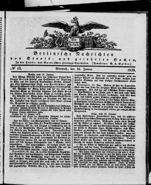 Berlinische Nachrichten von Staats- und gelehrten Sachen on Jan 16, 1839