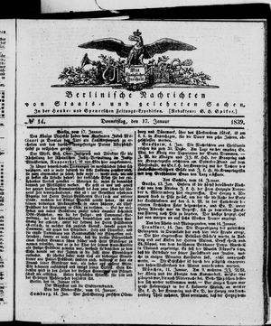 Berlinische Nachrichten von Staats- und gelehrten Sachen vom 17.01.1839