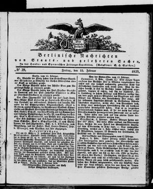 Berlinische Nachrichten von Staats- und gelehrten Sachen vom 15.02.1839