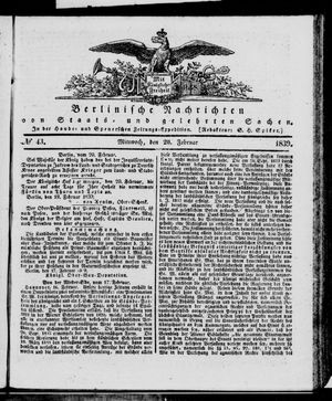 Berlinische Nachrichten von Staats- und gelehrten Sachen on Feb 20, 1839