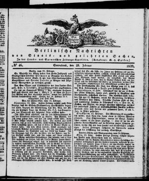 Berlinische Nachrichten von Staats- und gelehrten Sachen on Feb 23, 1839