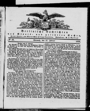 Berlinische Nachrichten von Staats- und gelehrten Sachen vom 27.02.1839