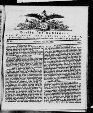 Berlinische Nachrichten von Staats- und gelehrten Sachen vom 13.03.1839