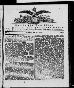 Berlinische Nachrichten von Staats- und gelehrten Sachen on Mar 27, 1839
