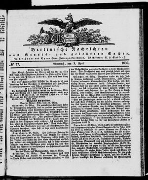 Berlinische Nachrichten von Staats- und gelehrten Sachen vom 03.04.1839