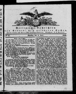 Berlinische Nachrichten von Staats- und gelehrten Sachen on Apr 9, 1839