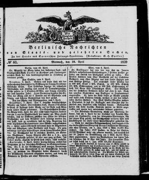 Berlinische Nachrichten von Staats- und gelehrten Sachen vom 10.04.1839