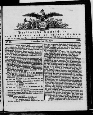 Berlinische Nachrichten von Staats- und gelehrten Sachen vom 18.04.1839