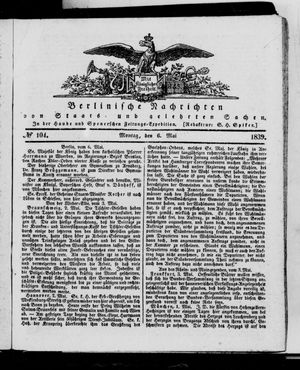 Berlinische Nachrichten von Staats- und gelehrten Sachen vom 06.05.1839