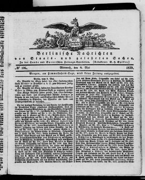 Berlinische Nachrichten von Staats- und gelehrten Sachen on May 8, 1839