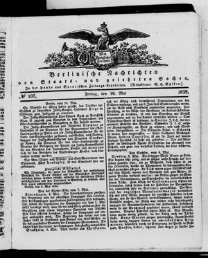 Berlinische Nachrichten von Staats- und gelehrten Sachen vom 10.05.1839