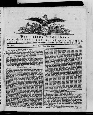 Berlinische Nachrichten von Staats- und gelehrten Sachen vom 11.05.1839