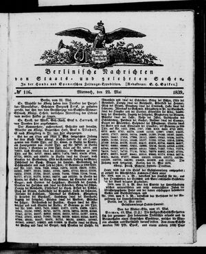 Berlinische Nachrichten von Staats- und gelehrten Sachen vom 22.05.1839
